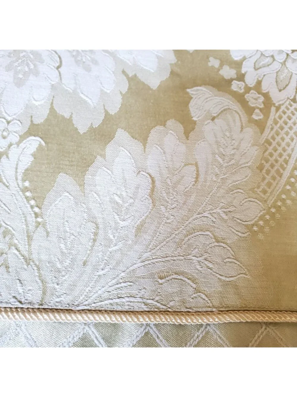 Vtg NOS Westone Luxury Sateen Shower Curtain Soft Green Jacquard Damask READ